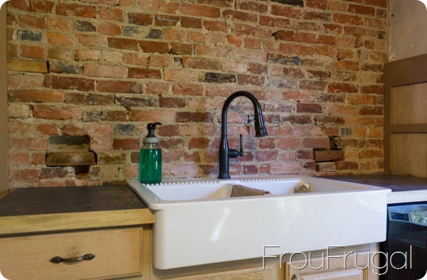 Kitchen Sink with Brick Wall