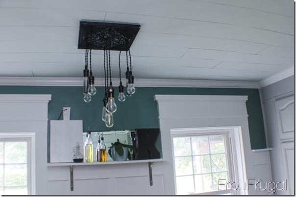 Kitchen Remodel - After - DIY Bare Edison Bulb Chandelier