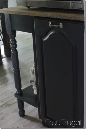 Repurposed Table into Built In Garbage Can